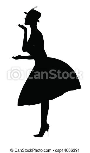 Eps Vectors Of Lady Blowing A Kiss Lady In Silhouette