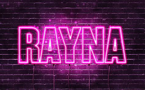 rayna with names female names rayna name purple neon lights horizontal text hd wallpaper