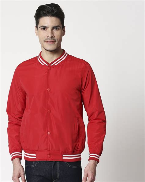 Buy Red Anti Varsity Bomber Jacket Online At Bewakoof