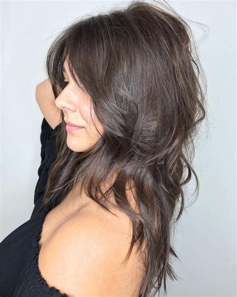 Chocolate Brown Layered Hairstyle For Longer Hair Long Layered Hair