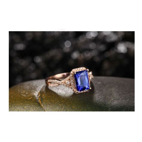 Beautiful 2 Carat Blue Sapphire And Diamond Engagement Ring In Rose