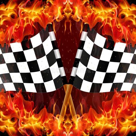Checkered Racing Flag On Fire Stock Vector Illustration Of Business