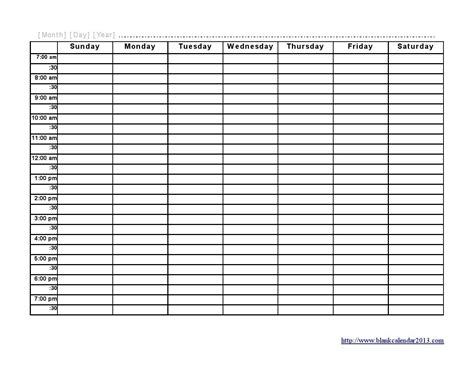 monday through friday appointment calendar calendar