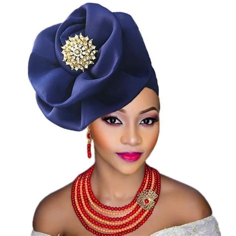 Nigerian Auto Gele Headtie Aso Oke Already Made Cap Aso Oke Hair Accessories Fashion World