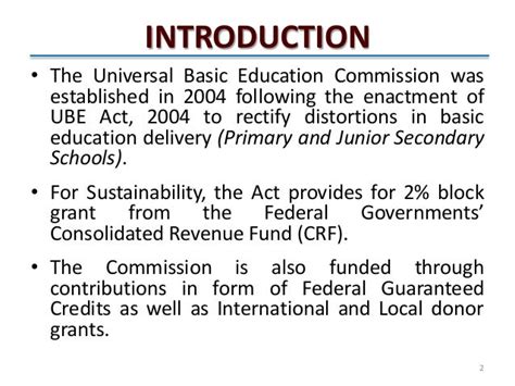 Mp2013 Presentation Of The Universal Basic Education Commission Ube