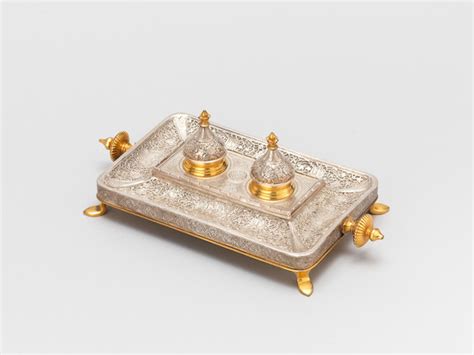 Bonhams A Parcel Gilt Silver Desk Set Persia Circa 1920