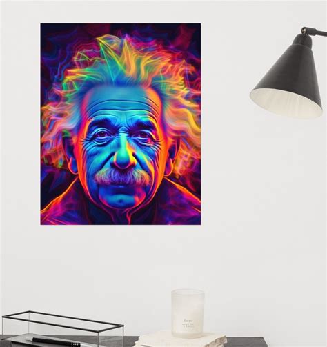 Albert Einstein Poster Trippy Poster Wall Art Science Etsy