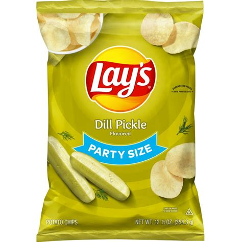 Lays Dill Pickle Flavored Potato Chips Party Size 125 Oz Bag