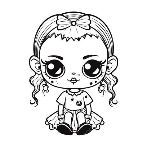 The Little Miss Lg Doll Coloring Page Outline Sketch Drawing Vector