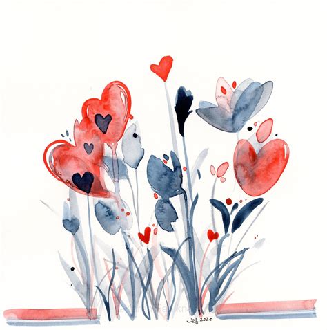 Watercolor Flowers Original Painting Lovely Day Etsy Watercolor
