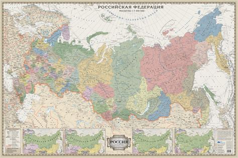 Russia Wall Map Retroantique Style In Russian