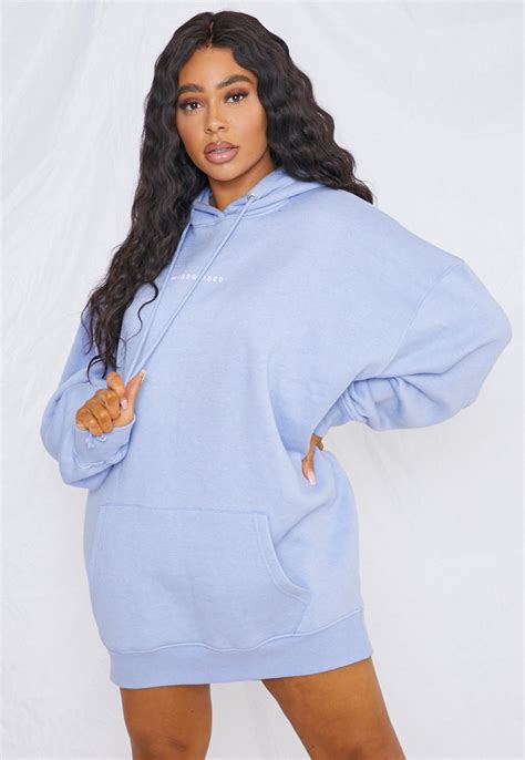 Plus Size Blue Missguided Oversized Hoodie Sweater Dress | Missguided