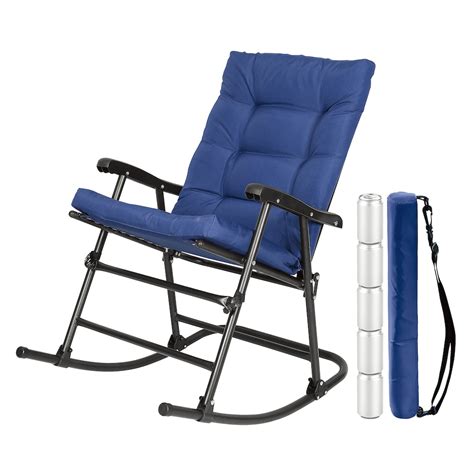 Hdg Padded Bungee Folding Patio Rocking Chair In Navy The Home Depot