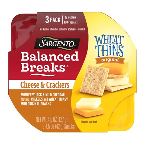 Sargento Balanced Breaks Snack Trays Monterey Jack And Mild Cheddar Cheese With Wheat Thins Mini