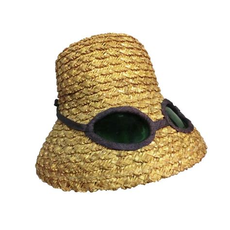 50s Novelty Straw Beach Hat W Built In Sunglasses At 1stdibs Straw Hat With Sunglasses