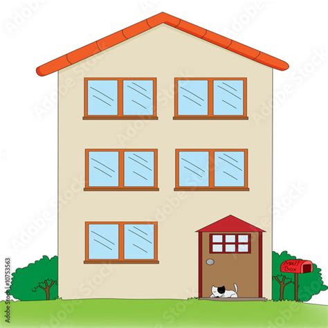 Tall House Illustration On A White Background Stock Photo And Royalty