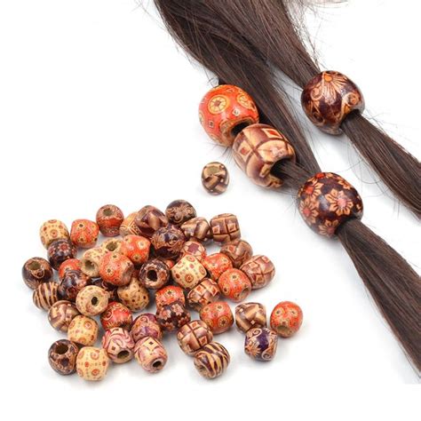50pcs Wooden Hair Beads Diy Dreadlock Decor Hair Jewelry Making Hand