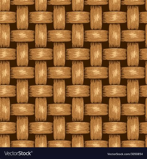 Wicker Seamless Background Wooden Basket Textured Vector Image