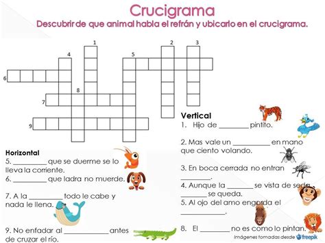 Practica Para Aprendizaje De Idioma Español Crucigrama Refranes Con