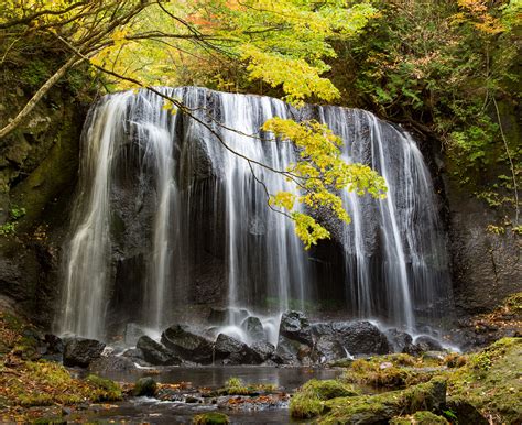 Waterfall In Autumn Forest Hd Wallpaper Background Image 2048x1672