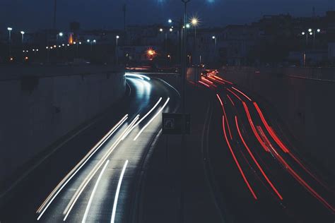 Time Lapse Photography Car Road Light City Lights Night Bridge