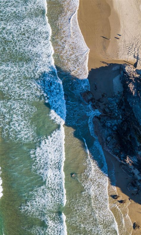 Download Wallpaper 1280x2120 Coast Aerial View Sea Waves Seashore