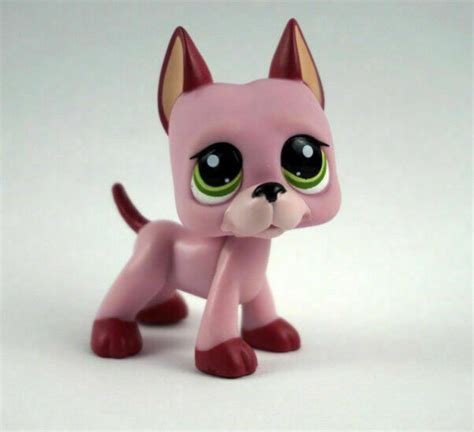 2583 Littlest Pet Shop Rare Pink Great Dane Dog Puppy Green Eyes Lps