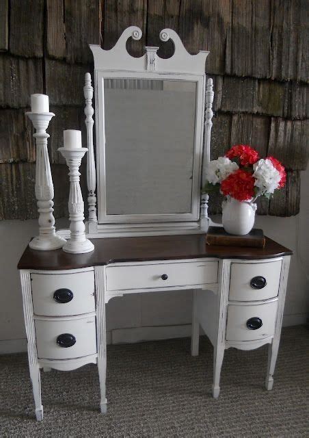 It's hard to see the curved front in the photos. White distressed antique vanity/desk by latoya | Furniture makeover, Furniture vanity