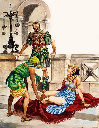 first meeting of cleopatra and julius caesar egypt 47 bc stock image look and learn