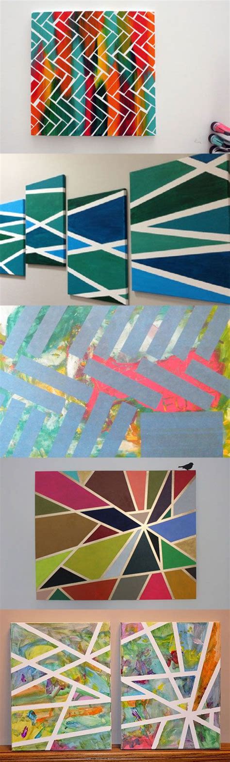 Paint a striped wall and keep it level for a big. Creative Tape Painting Art | Art projects for teens, Easy ...