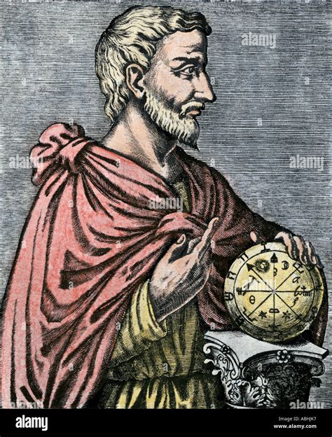 Pythagoras Ancient Greek Philosopher And Mathematician Hand Colored