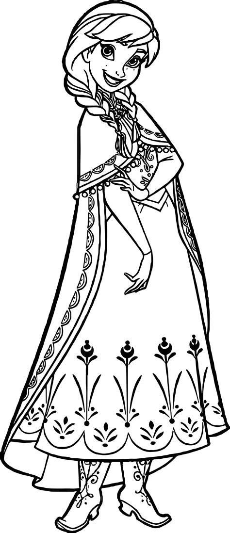 Frozen Free Coloring Page With Anna Disney Princess Coloring Page