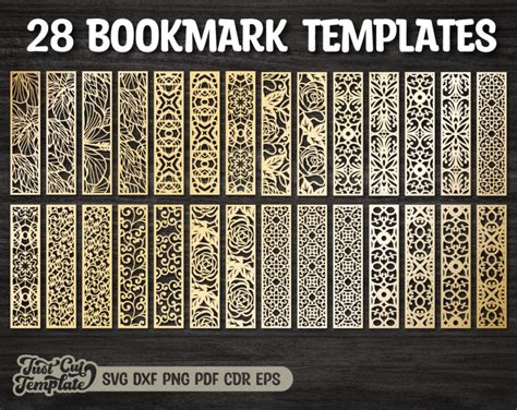 Bookmark Svg Templates Set 28 Laser Cut Wall Grill Panel Set Etsy