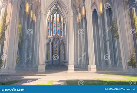 Anime Cathedral Church Generative Ai Stock Illustration