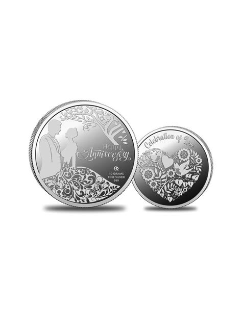 Omkar Mint Happy Anniversary Silver Coin Of 10 Grams In 999 Purity Fineness