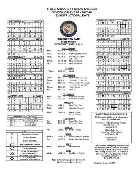 Edison Township Public Schools Calendars Edison Nj