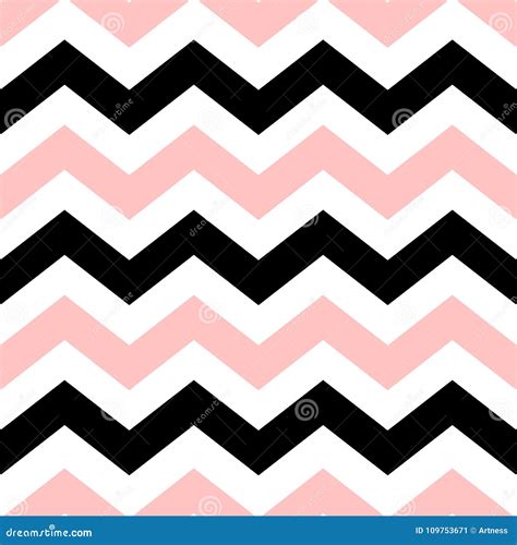 Vector Chevron Seamless Pattern With Black And Pink Strips Stock Vector