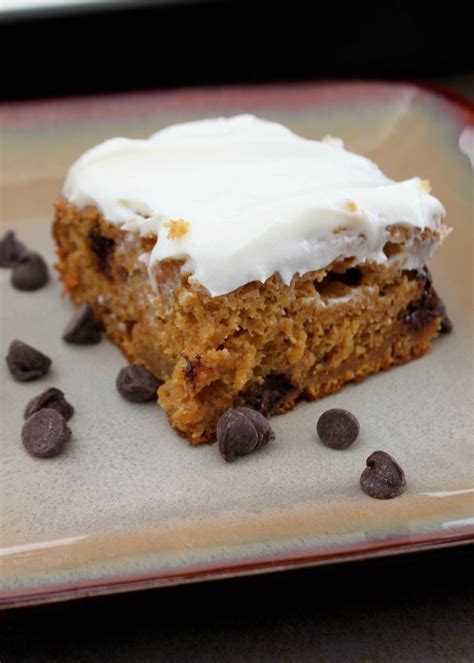 This chocolate chip cookie snack cake recipe is super easy. Pumpkin Chocolate Chip Cake Recipe | See Mom Click