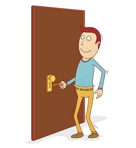 Royalty Free Man Opening Door Clip Art Vector Images And Illustrations