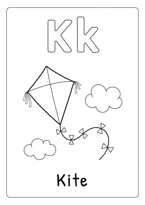 Premium Vector Alphabet Letter K For Kite Coloring Page For Kids