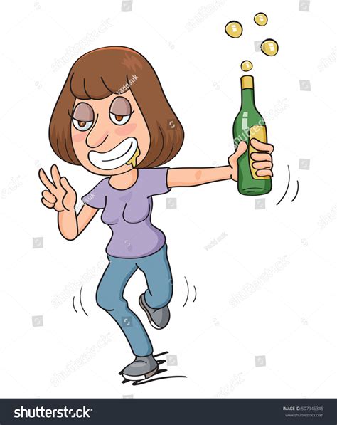 Drunk Cartoon Woman Vector Illustration Cartoon Stock Vector Royalty