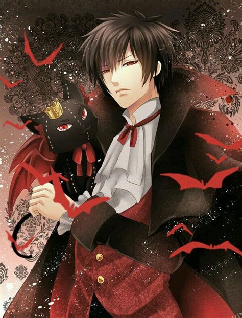 Anime Vampire Guy With Black Hair And Red Eyes
