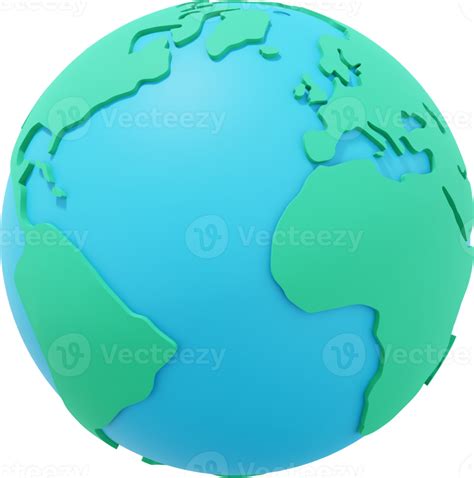 Globe Earth Minimalist Cartoon Colorful Png Isolated Icon On