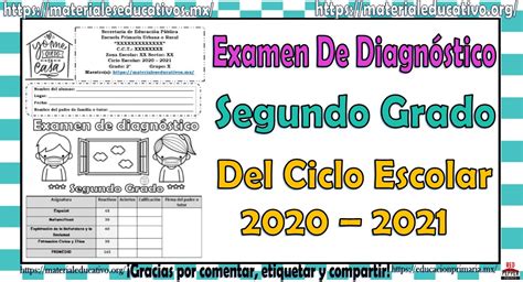 Examen De Diagnóstico Del Segundo Grado Del Ciclo Escolar 2020 2021