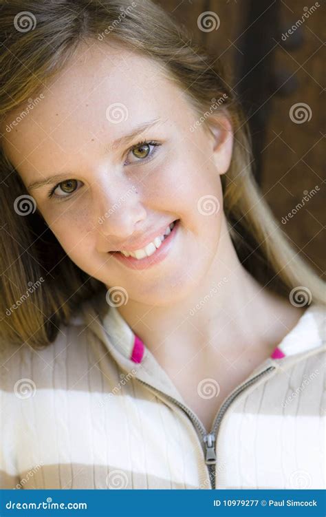 Portrait Of Smiling Tween Girl Stock Image Image Of Casual Girl
