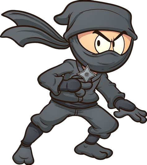 Ninja De Dessin Animé Vecteur Premium