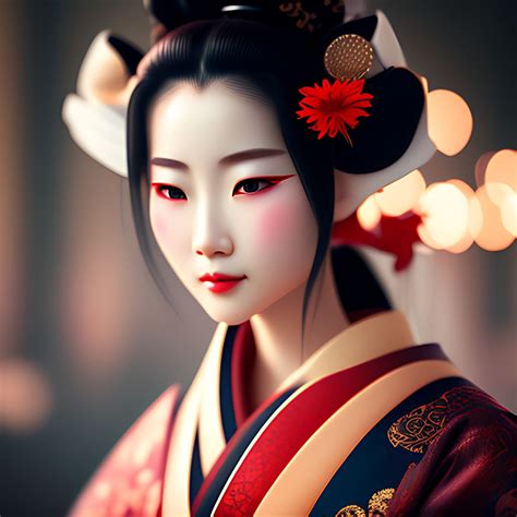 Shabby Rail Japanese Geisha Face Close Up