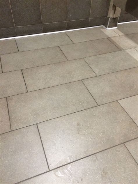 Grey Tile Dark Grout Brown Tile Floor