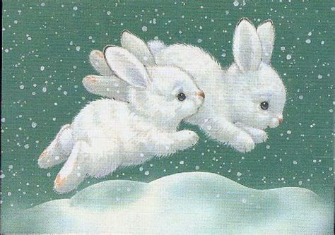 Adorable Rabbits Hopping In The Snow Flickr Photo Sharing Bunny