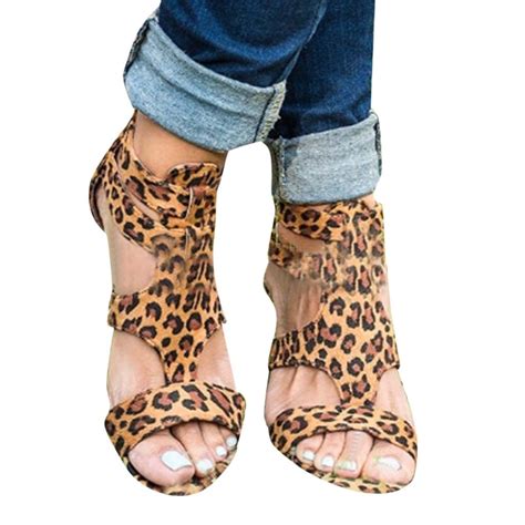 Leopard Print Flat Heel Womens Sandals 2019 Summer Women Summer Shoes 2019 Summer Shoes Fashion